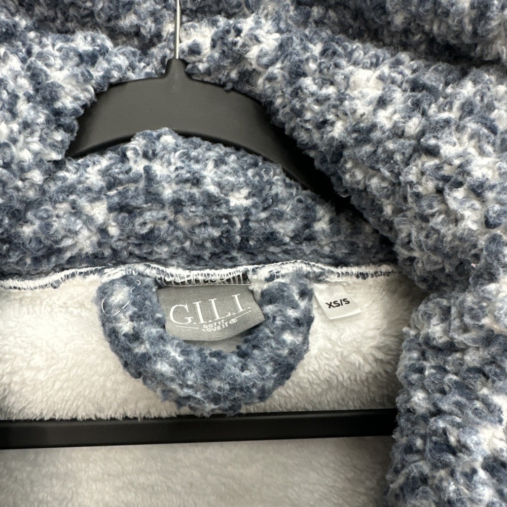 G.I.L.I. The Lounger Petite Oversized Sherpa Hoodie Navy Heather XS Small - Picture 4 of 6
